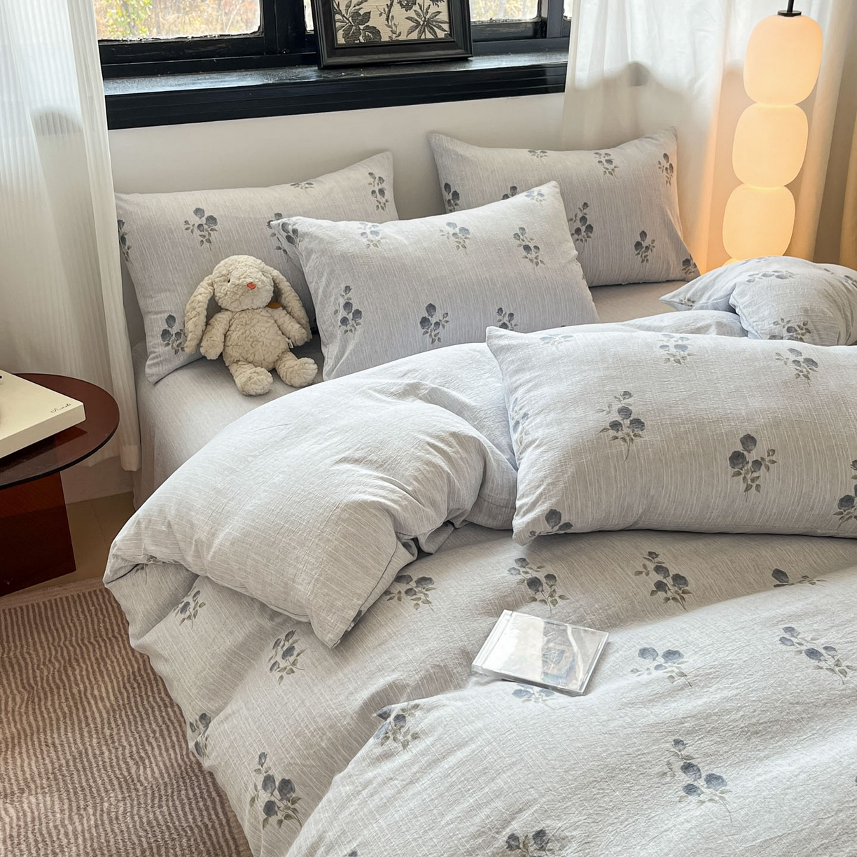 91家纺网 家纺一手货源 找家纺 蓝极人 2026新款色织水洗麻印花四件套 可可兰