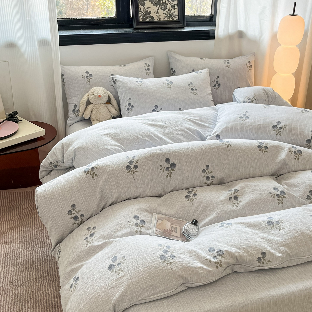 91家纺网 家纺一手货源 找家纺 蓝极人 2026新款色织水洗麻印花四件套 可可兰