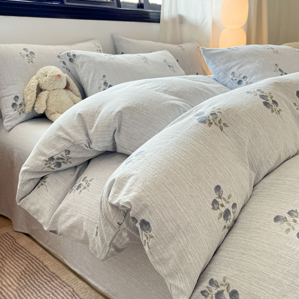 91家纺网 家纺一手货源 找家纺 蓝极人 2026新款色织水洗麻印花四件套 可可兰