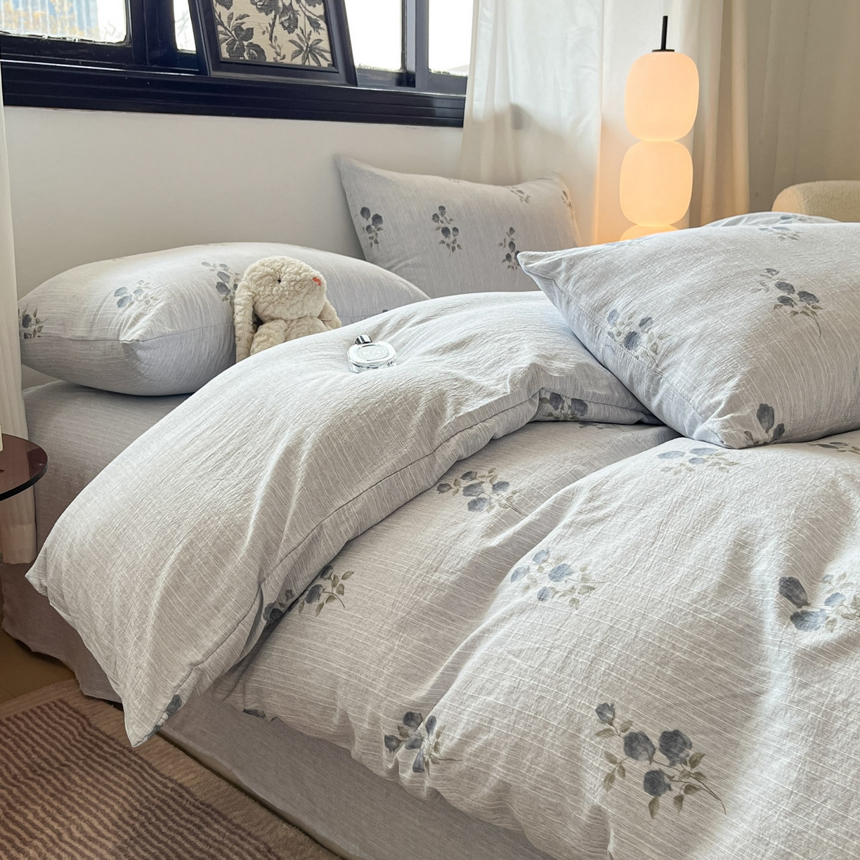 91家纺网 家纺一手货源 找家纺 蓝极人 2026新款色织水洗麻印花四件套 可可兰