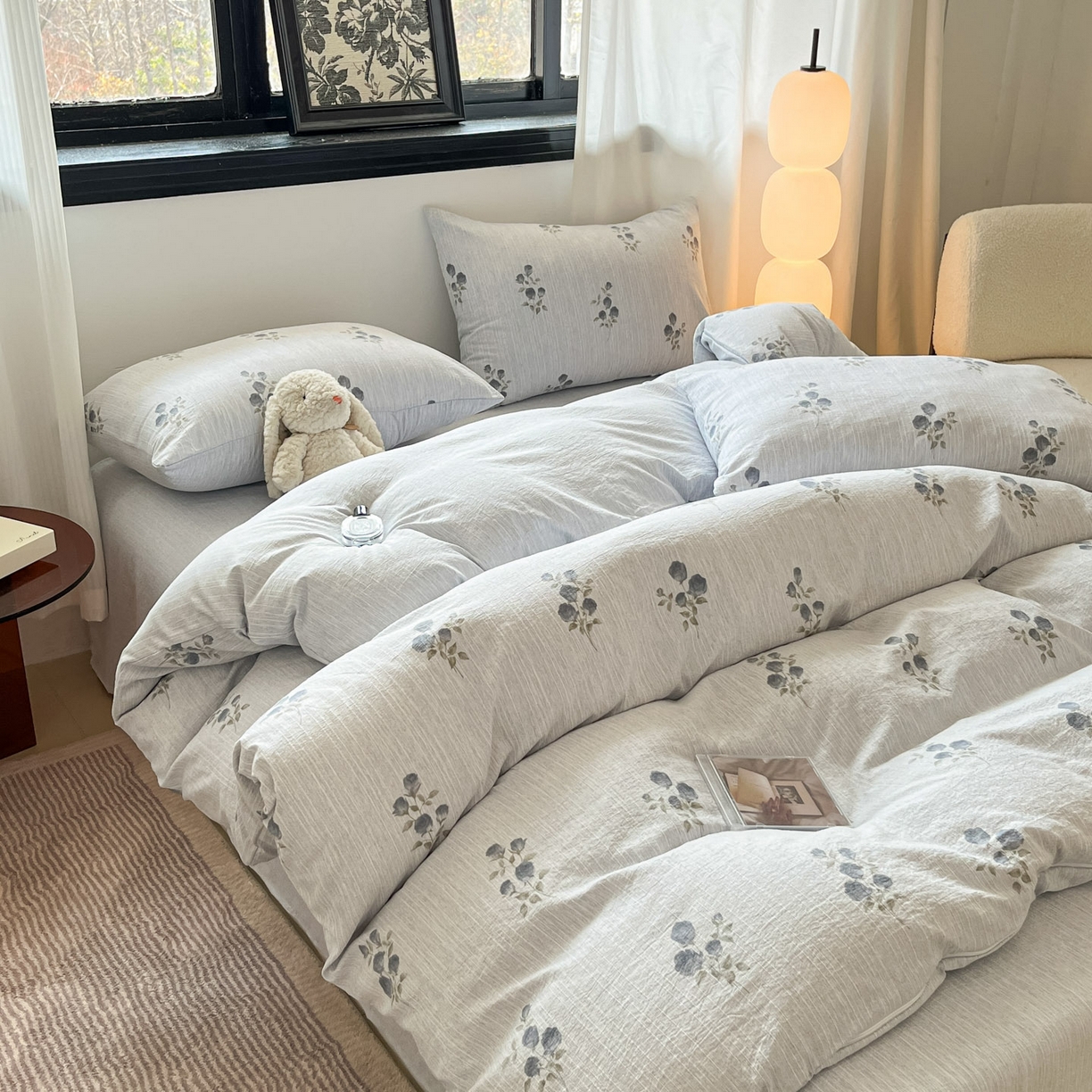 91家纺网 家纺一手货源 找家纺 蓝极人 2026新款色织水洗麻印花四件套 可可兰