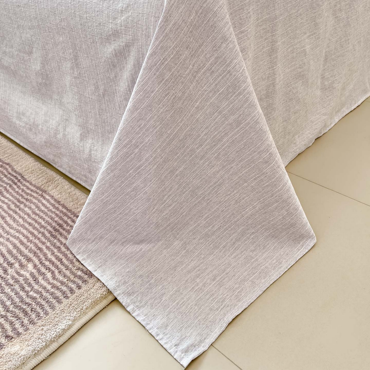 91家纺网 家纺一手货源 找家纺 蓝极人 2026新款色织水洗麻印花四件套 米奇樱桃豆沙