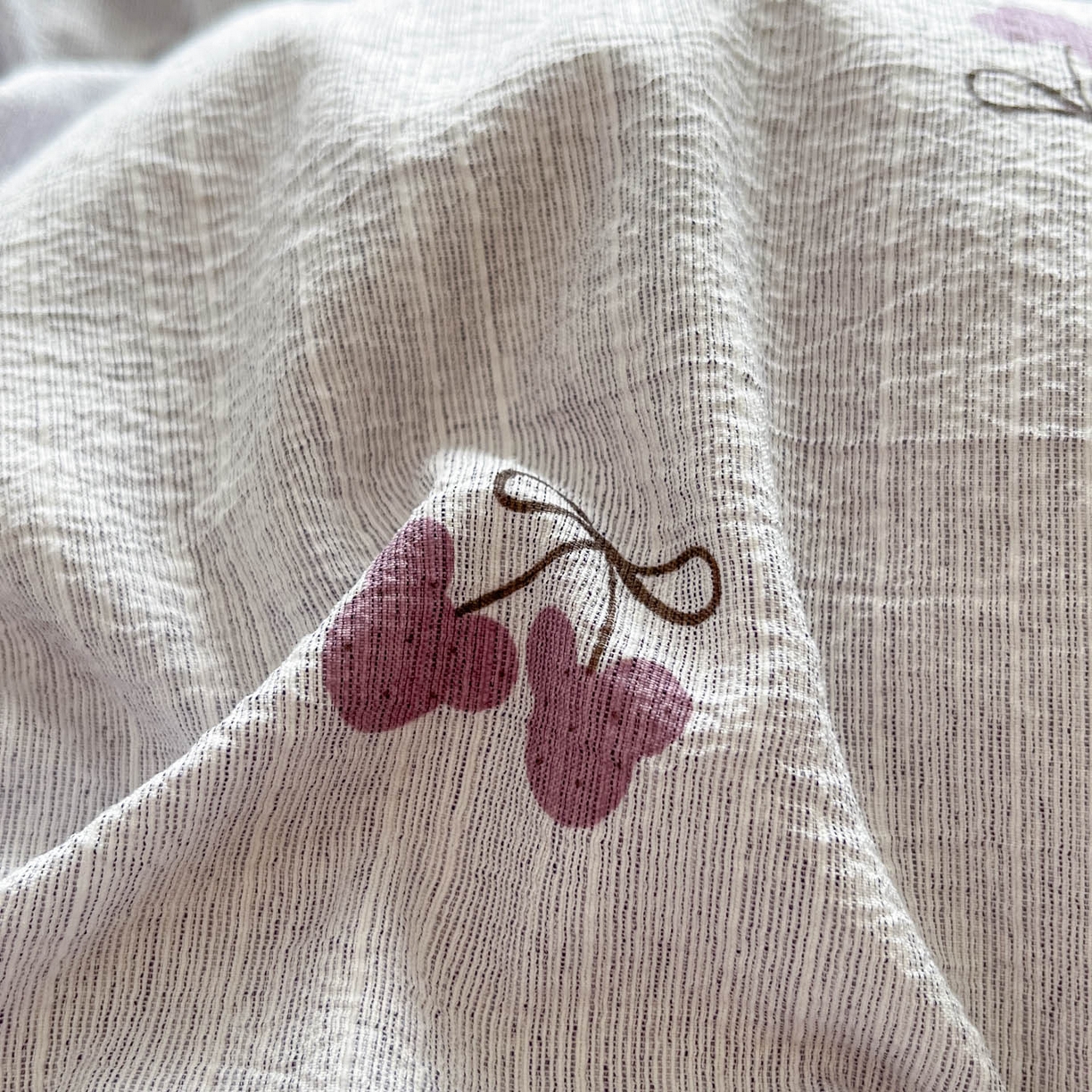 91家纺网 家纺一手货源 找家纺 蓝极人 2026新款色织水洗麻印花四件套 米奇樱桃豆沙