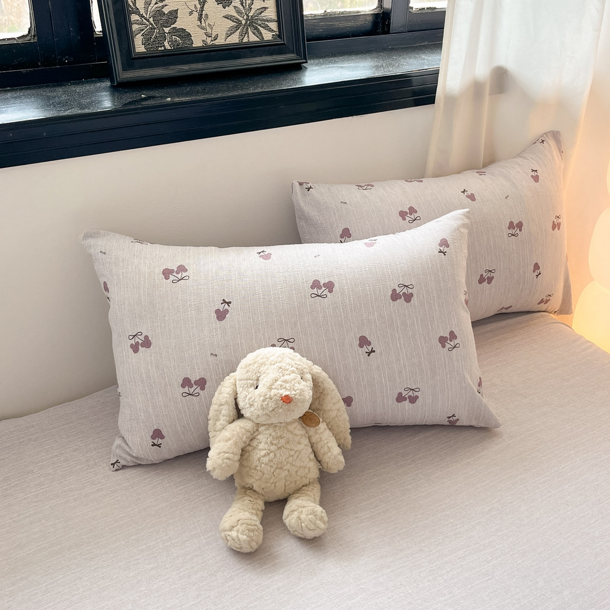 91家纺网 家纺一手货源 找家纺 蓝极人 2026新款色织水洗麻印花四件套 米奇樱桃豆沙