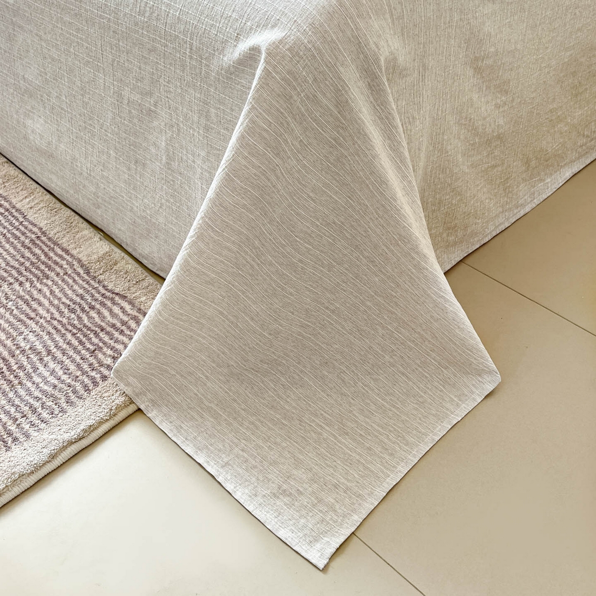 91家纺网 家纺一手货源 找家纺 蓝极人 2026新款色织水洗麻印花四件套 敏敏