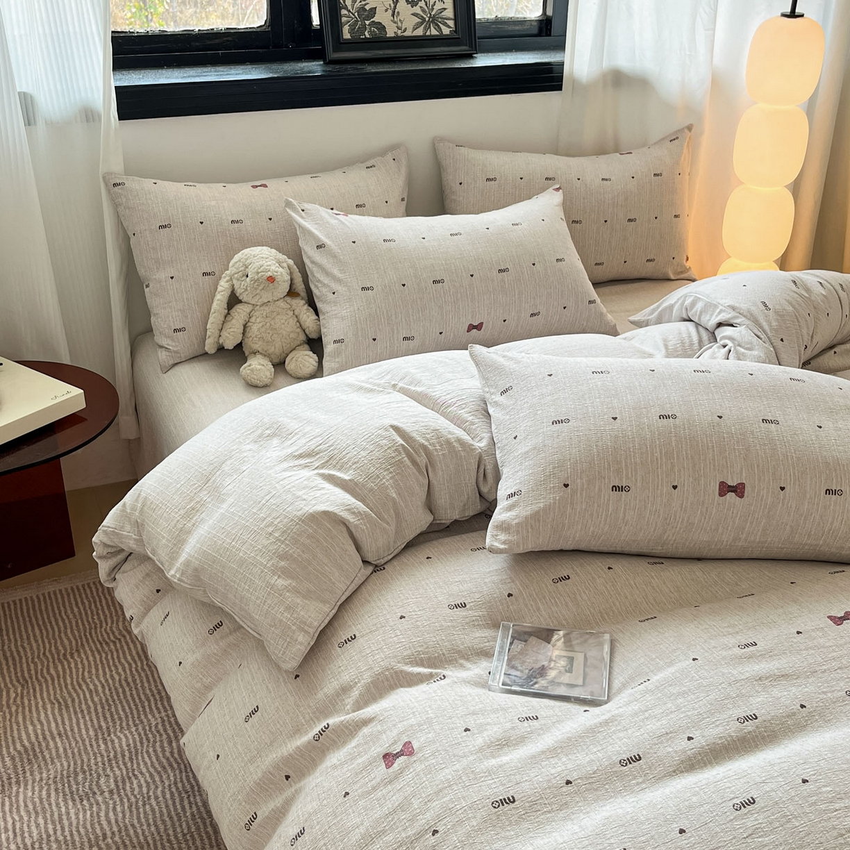 91家纺网 家纺一手货源 找家纺 蓝极人 2026新款色织水洗麻印花四件套 敏敏