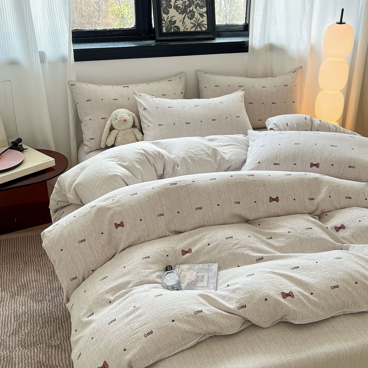 91家纺网 家纺一手货源 找家纺 蓝极人 2026新款色织水洗麻印花四件套 敏敏