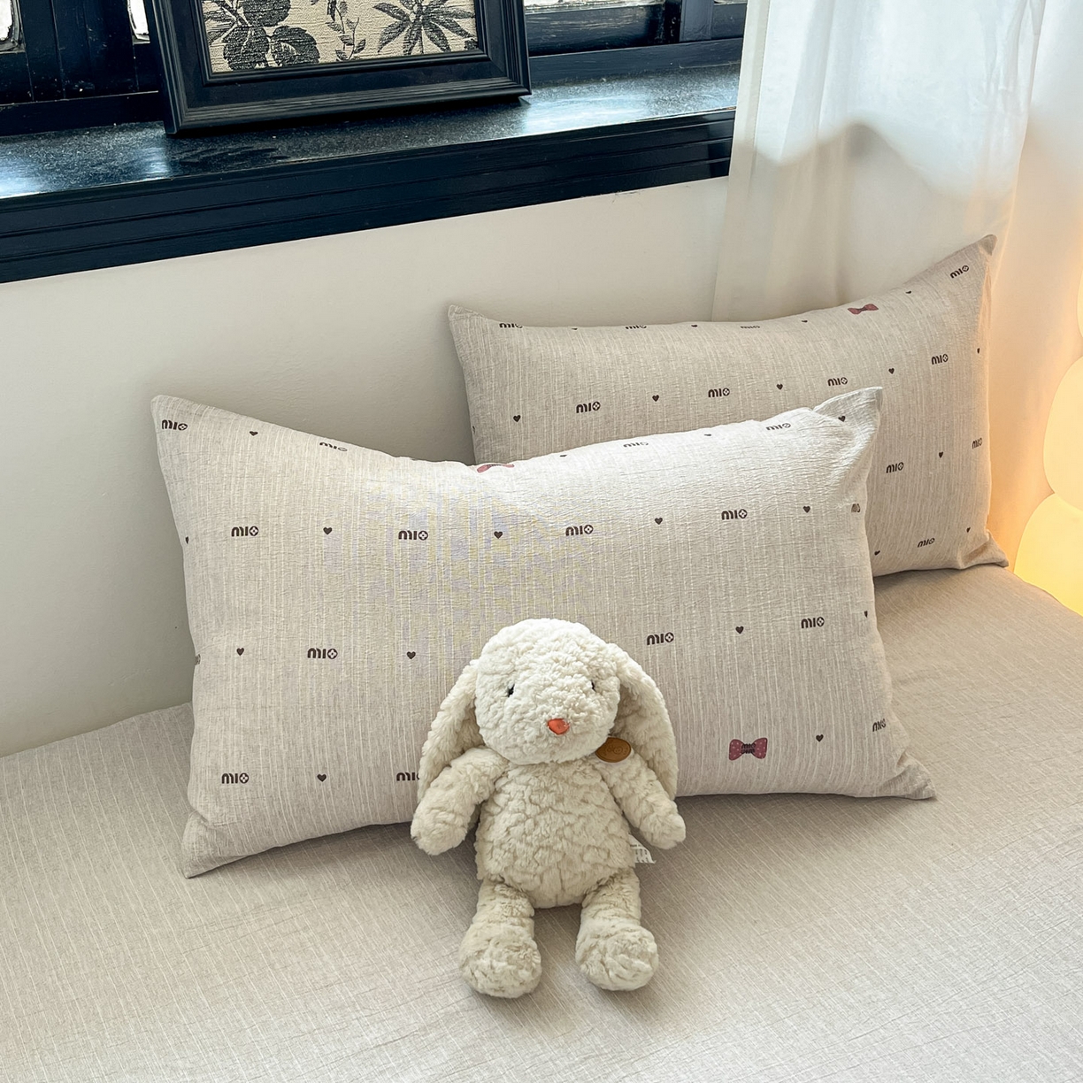 91家纺网 家纺一手货源 找家纺 蓝极人 2026新款色织水洗麻印花四件套 敏敏