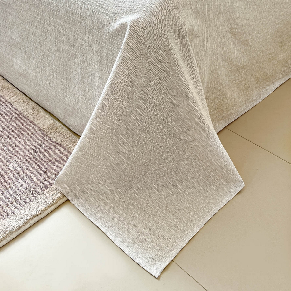 91家纺网 家纺一手货源 找家纺 蓝极人 2026新款色织水洗麻印花四件套 兔兔