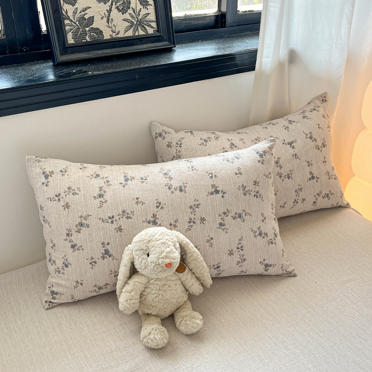 91家纺网 家纺一手货源 找家纺 蓝极人 2026新款色织水洗麻印花四件套 小兰花茶