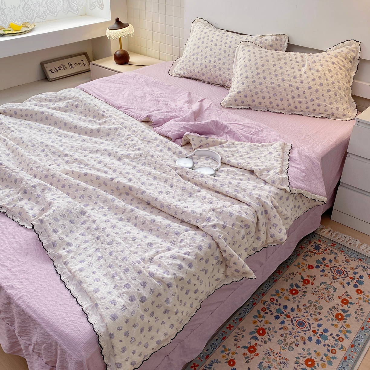 91家纺网 家纺一手货源 找家纺 恋尚羽家纺 2026新款韩版夏凉被空调被夏凉被四件套 香雪