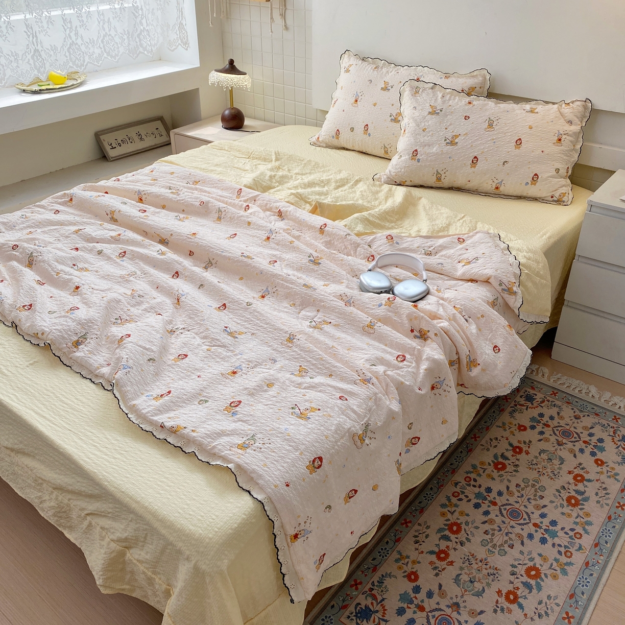 91家纺网 家纺一手货源 找家纺 恋尚羽家纺 2026新款韩版夏凉被空调被夏凉被四件套 星星人