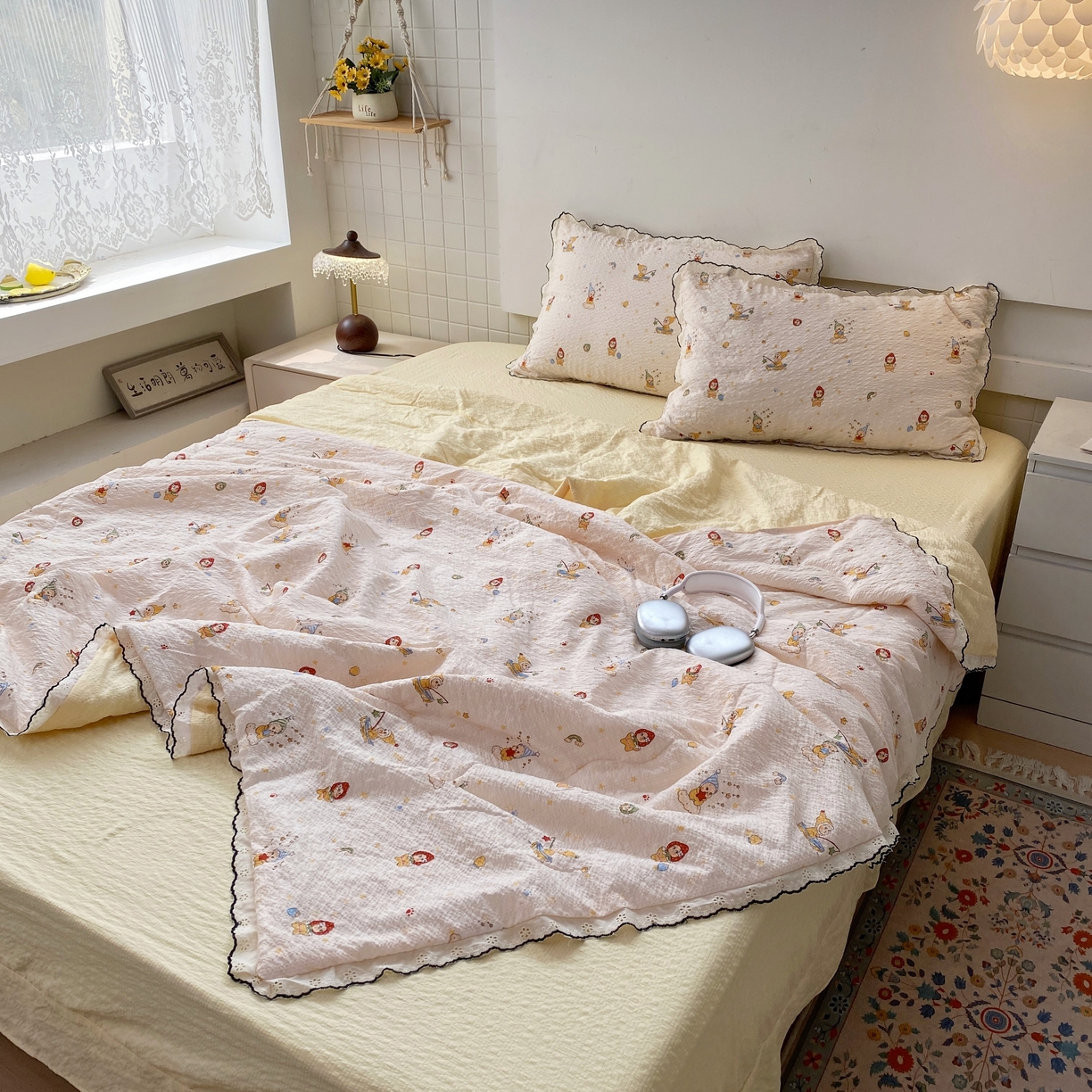 91家纺网 家纺一手货源 找家纺 恋尚羽家纺 2026新款韩版夏凉被空调被夏凉被四件套 星星人