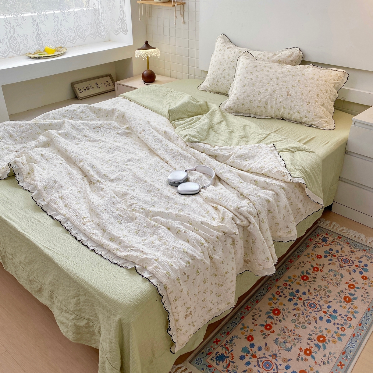 91家纺网 家纺一手货源 找家纺 恋尚羽家纺 2026新款韩版夏凉被空调被夏凉被四件套 叶初