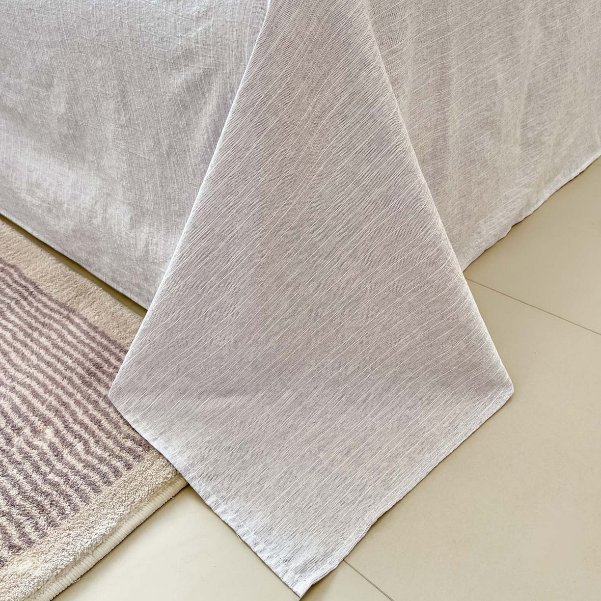 91家纺网 家纺一手货源 找家纺 蓝极人 2026新款色织水洗麻印花四件套 薰衣草紫