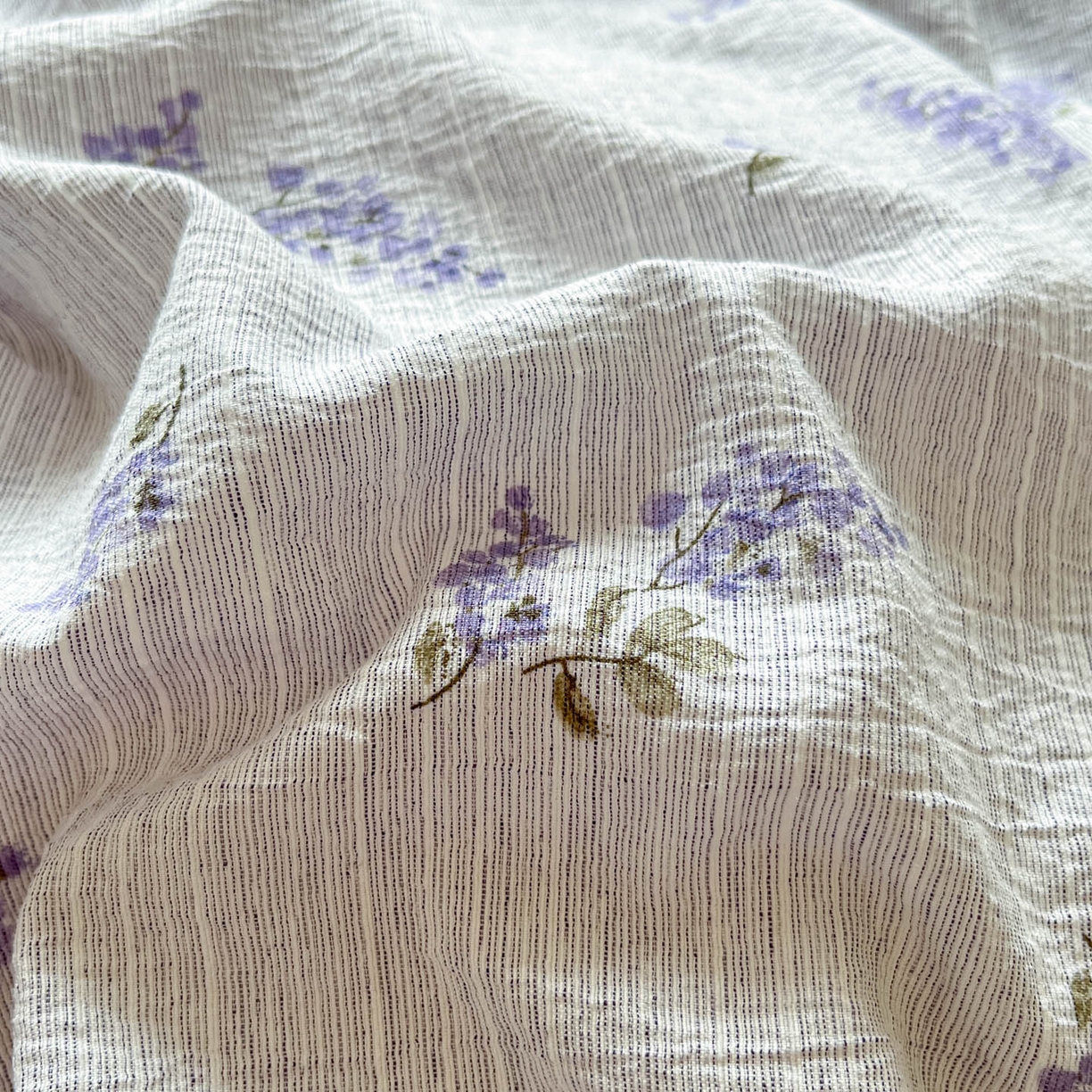 91家纺网 家纺一手货源 找家纺 蓝极人 2026新款色织水洗麻印花四件套 薰衣草紫