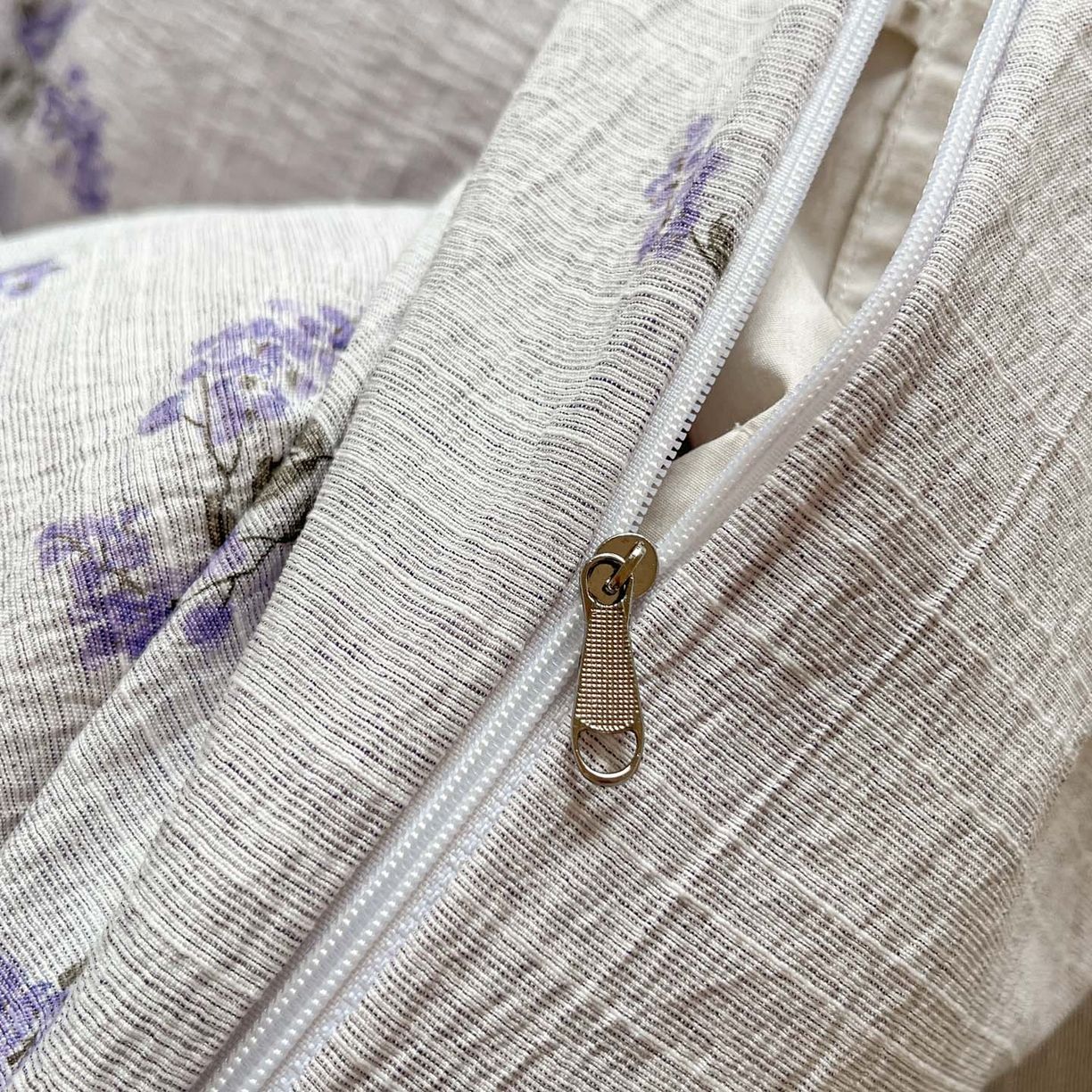 91家纺网 家纺一手货源 找家纺 蓝极人 2026新款色织水洗麻印花四件套 薰衣草紫