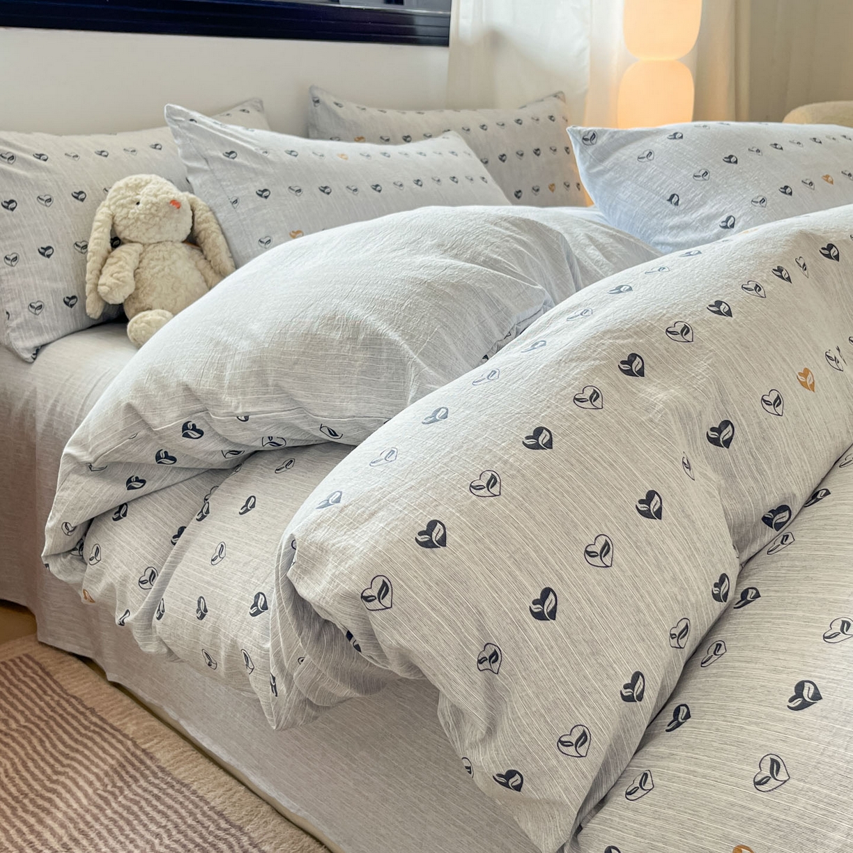 91家纺网 家纺一手货源 找家纺 蓝极人 2026新款色织水洗麻印花四件套 叶芽黄