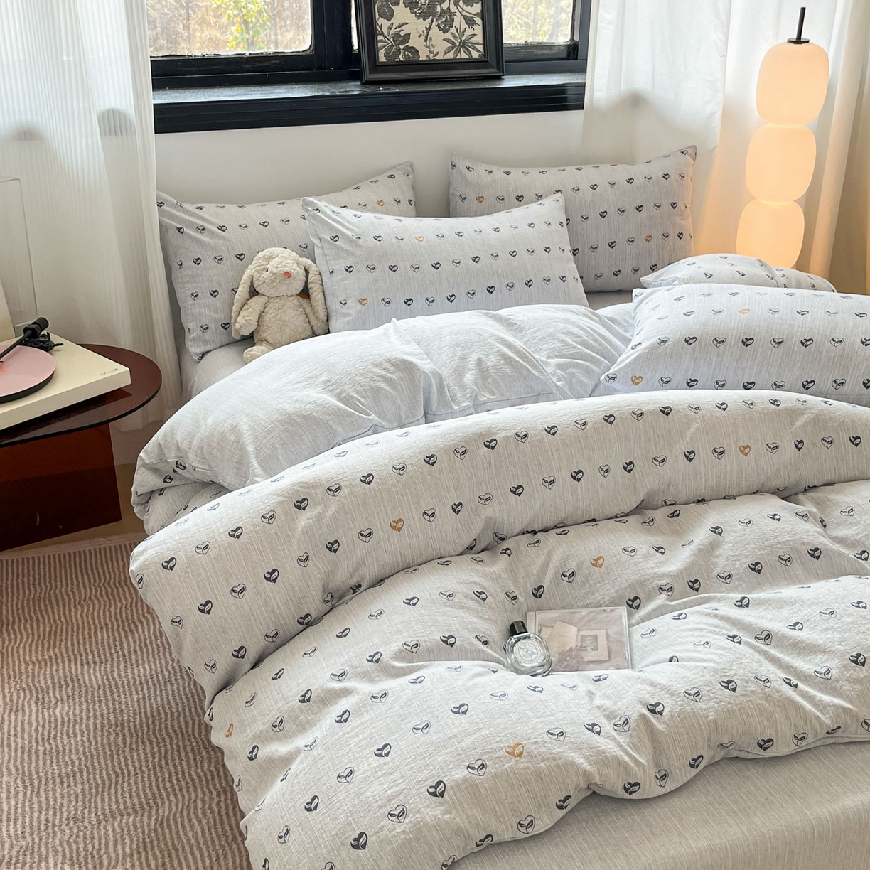 91家纺网 家纺一手货源 找家纺 蓝极人 2026新款色织水洗麻印花四件套 叶芽黄