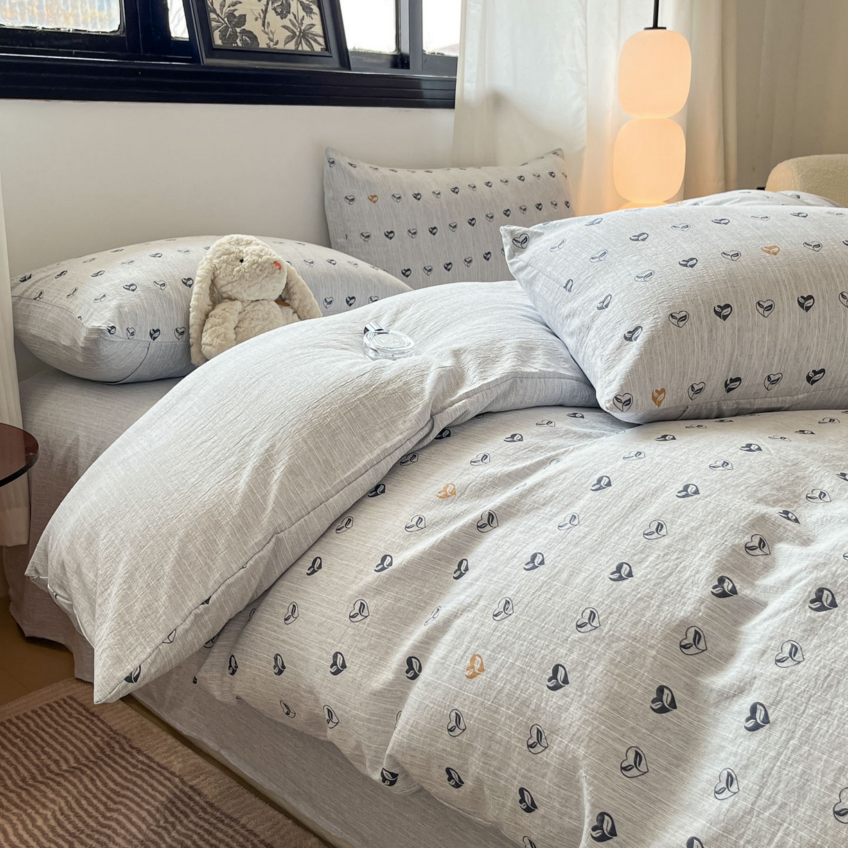 91家纺网 家纺一手货源 找家纺 蓝极人 2026新款色织水洗麻印花四件套 叶芽黄