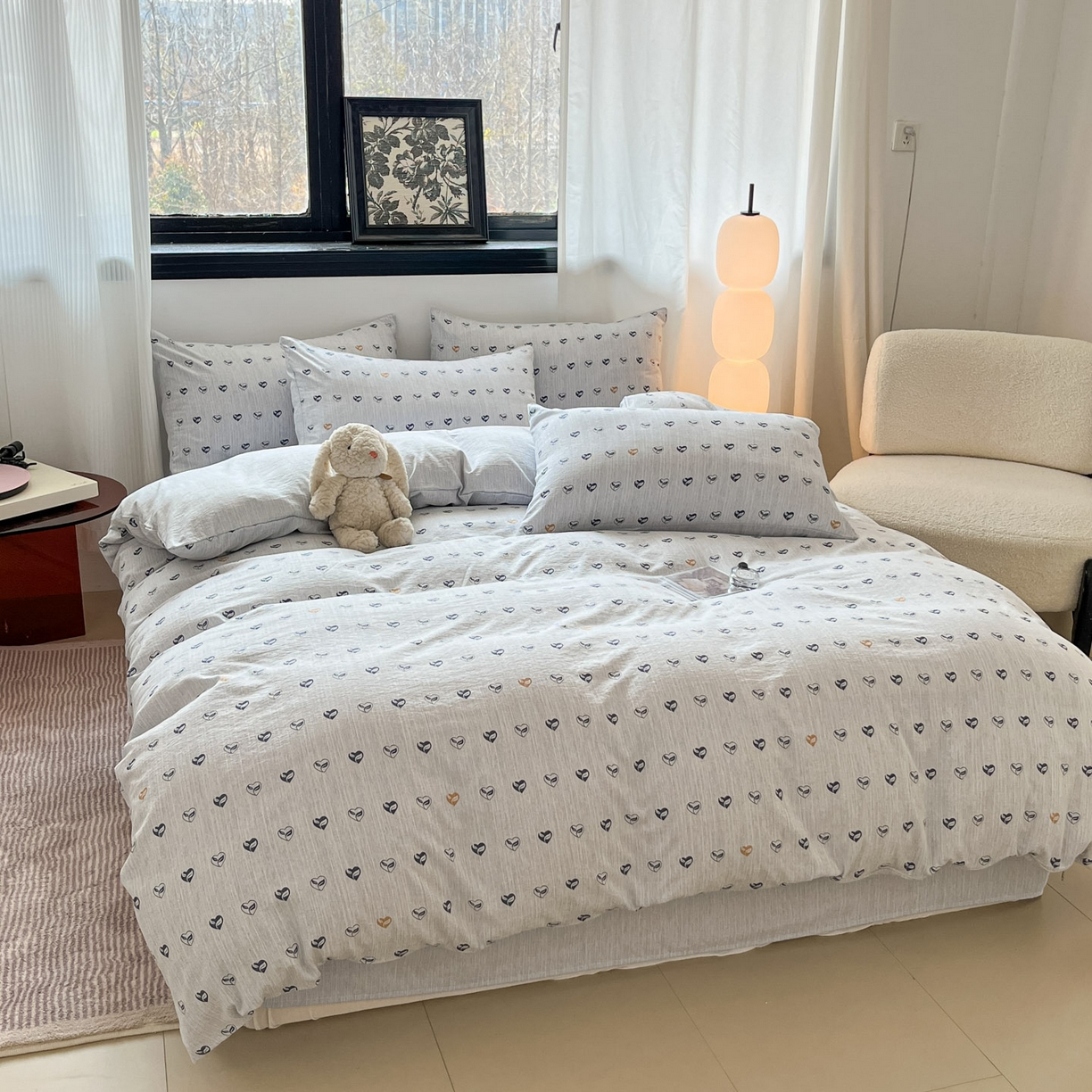 91家纺网 家纺一手货源 找家纺 蓝极人 2026新款色织水洗麻印花四件套 叶芽黄