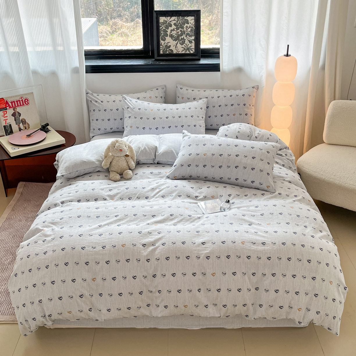 91家纺网 家纺一手货源 找家纺 蓝极人 2026新款色织水洗麻印花四件套 叶芽黄