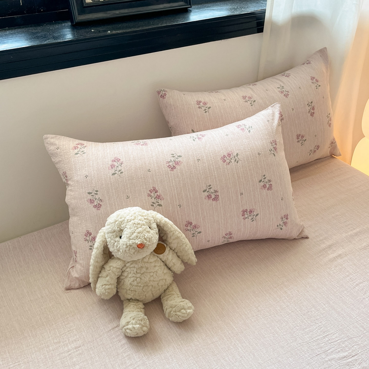 91家纺网 家纺一手货源 找家纺 蓝极人 2026新款色织水洗麻印花四件套 云溪紫