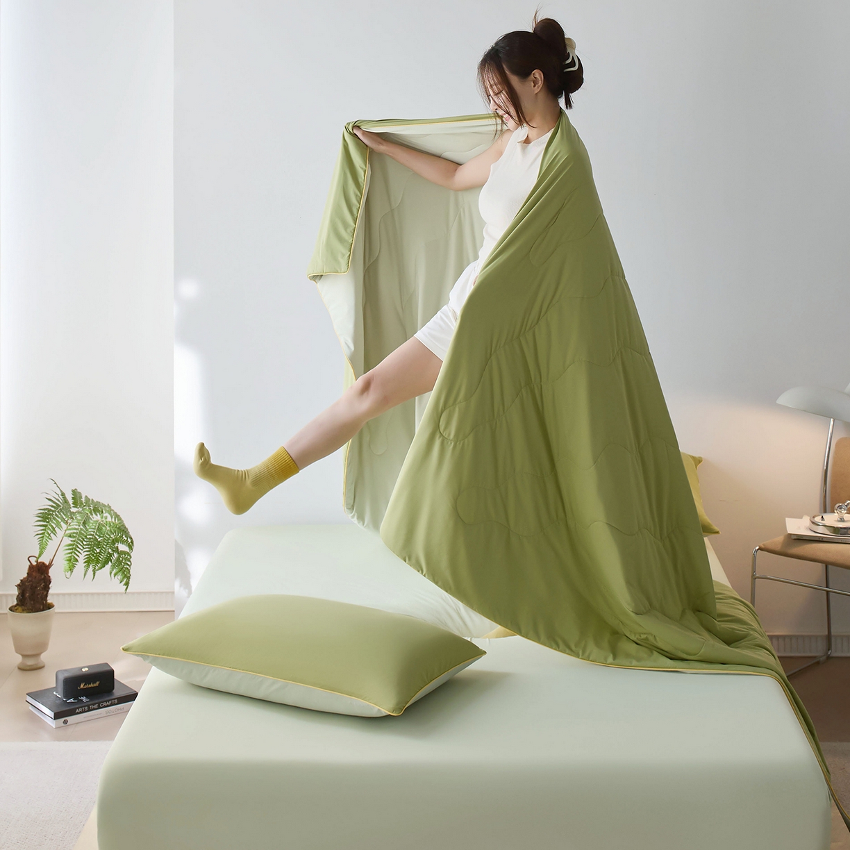 91家纺网 家纺一手货源 找家纺 丽笙被芯 2026新款奶皮冷感夏被夏凉被空调被 冬黎绿