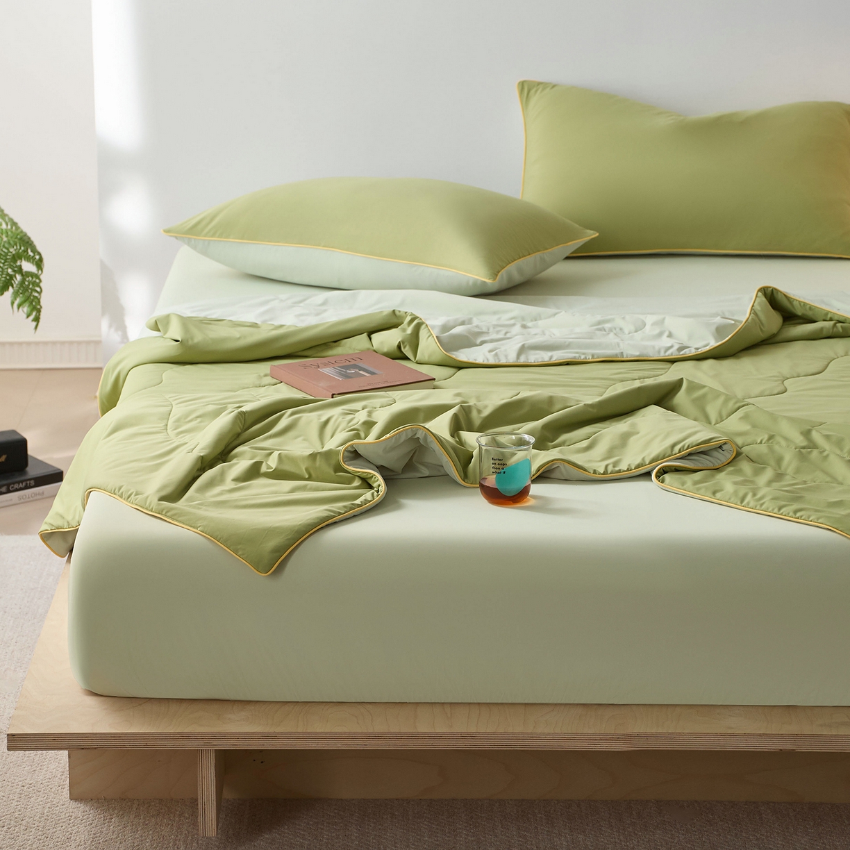 91家纺网 家纺一手货源 找家纺 丽笙被芯 2026新款奶皮冷感夏被夏凉被空调被 冬黎绿