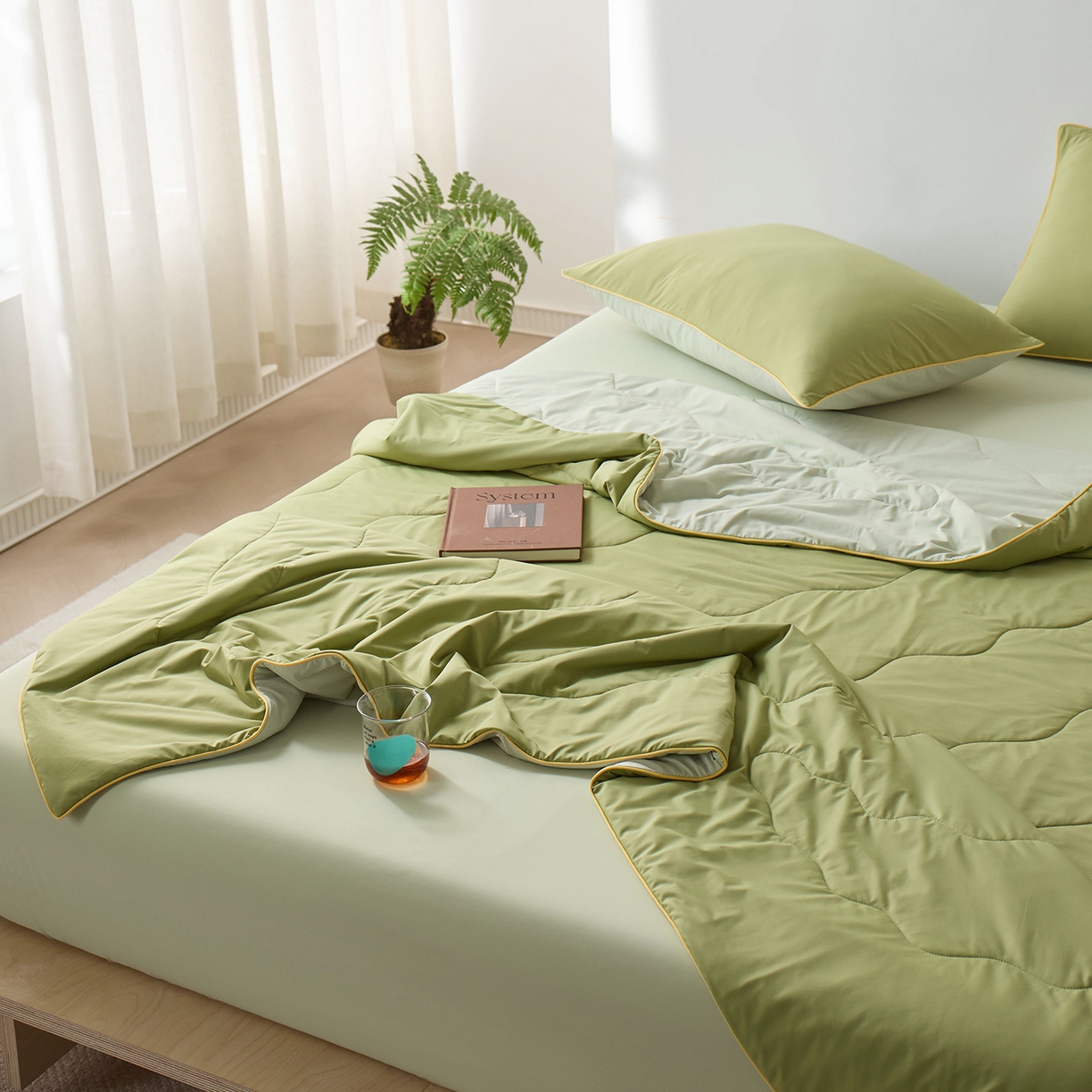 91家纺网 家纺一手货源 找家纺 丽笙被芯 2026新款奶皮冷感夏被夏凉被空调被 冬黎绿