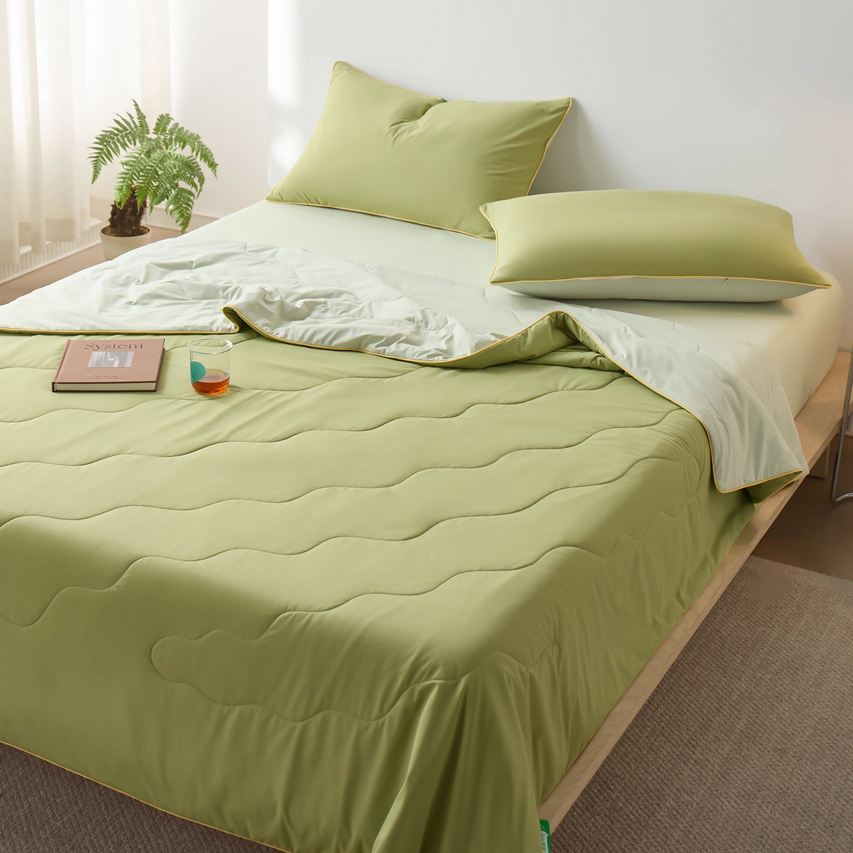 91家纺网 家纺一手货源 找家纺 丽笙被芯 2026新款奶皮冷感夏被夏凉被空调被 冬黎绿