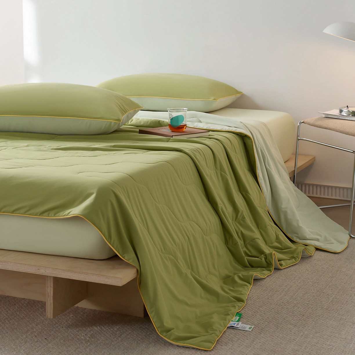 91家纺网 家纺一手货源 找家纺 丽笙被芯 2026新款奶皮冷感夏被夏凉被空调被 冬黎绿