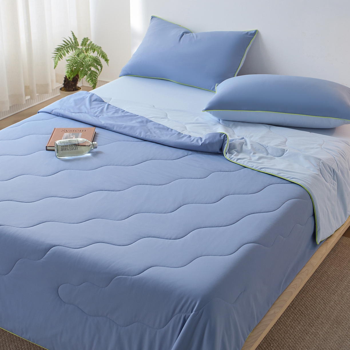 91家纺网 家纺一手货源 找家纺 丽笙被芯 2026新款奶皮冷感夏被夏凉被空调被 山野蓝