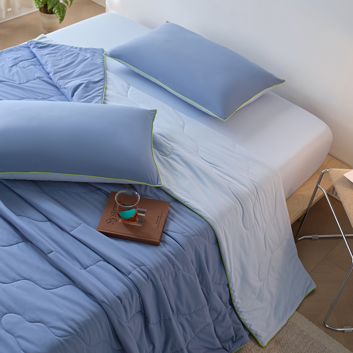 91家纺网 家纺一手货源 找家纺 丽笙被芯 2026新款奶皮冷感夏被夏凉被空调被 山野蓝