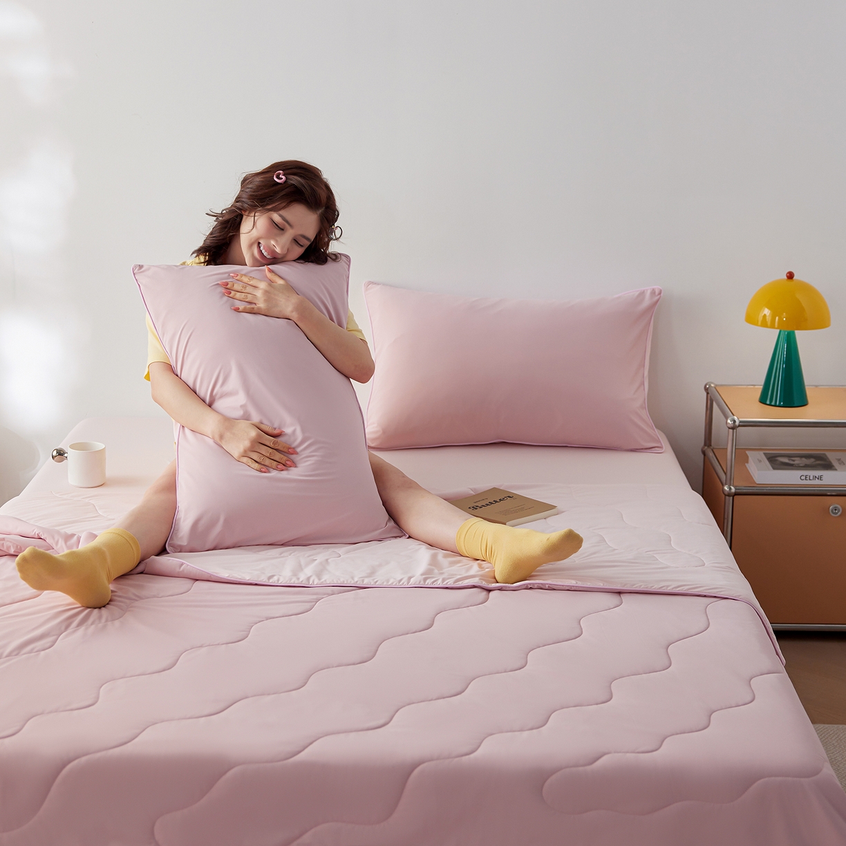 91家纺网 家纺一手货源 找家纺 丽笙被芯 2026新款奶皮冷感夏被夏凉被空调被 桃喜粉