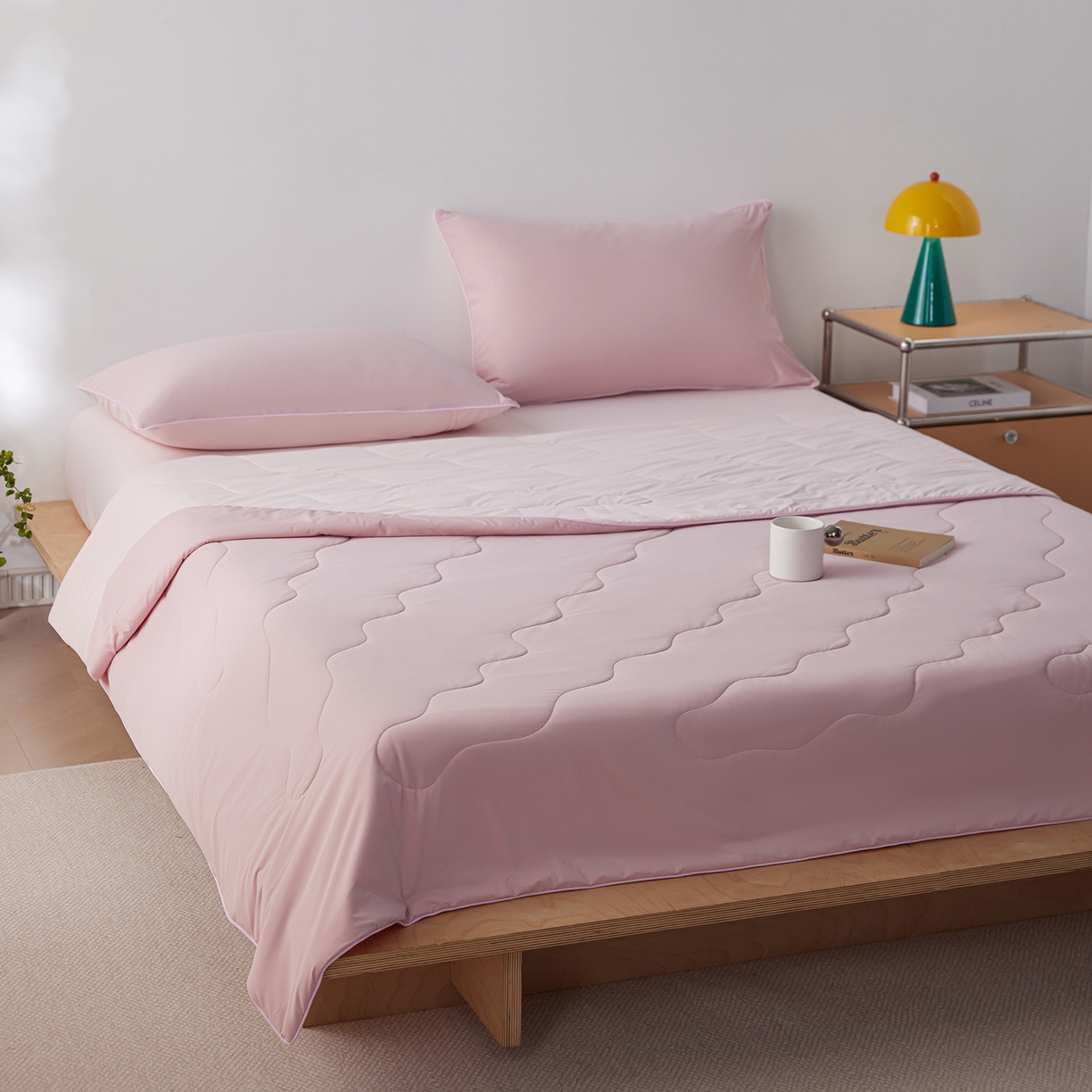 91家纺网 家纺一手货源 找家纺 丽笙被芯 2026新款奶皮冷感夏被夏凉被空调被 桃喜粉