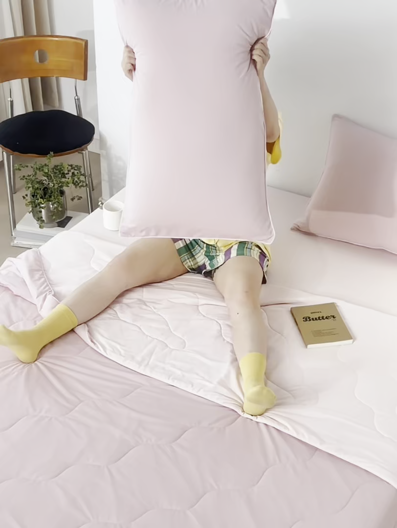 91家纺网 家纺一手货源 找家纺 丽笙被芯 2026新款奶皮冷感夏被夏凉被空调被 桃喜粉