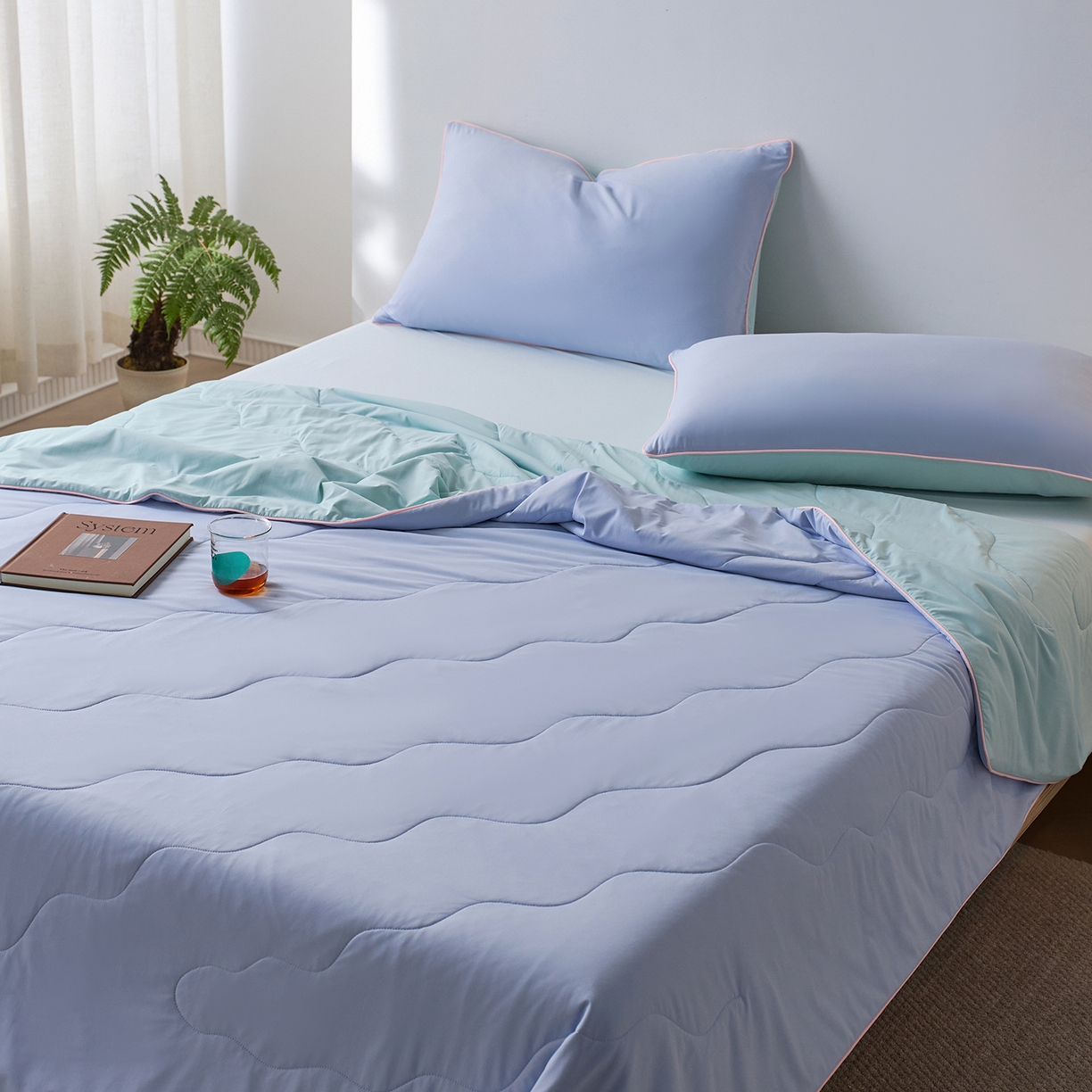 91家纺网 家纺一手货源 找家纺 丽笙被芯 2026新款奶皮冷感夏被夏凉被空调被 天空蓝