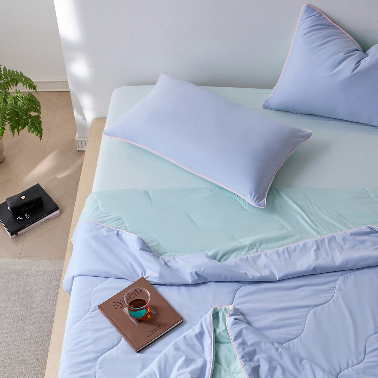 91家纺网 家纺一手货源 找家纺 丽笙被芯 2026新款奶皮冷感夏被夏凉被空调被 天空蓝