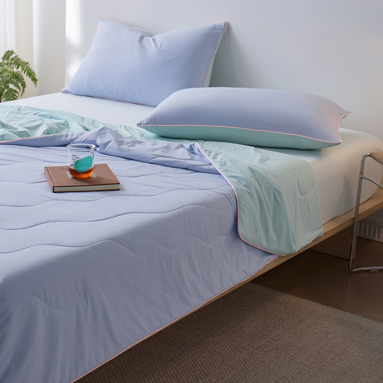 91家纺网 家纺一手货源 找家纺 丽笙被芯 2026新款奶皮冷感夏被夏凉被空调被 天空蓝