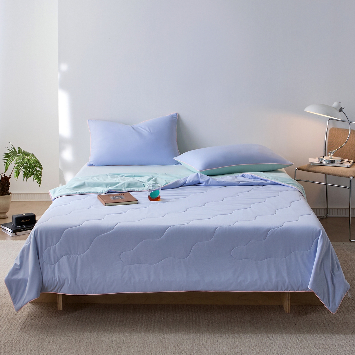 91家纺网 家纺一手货源 找家纺 丽笙被芯 2026新款奶皮冷感夏被夏凉被空调被 天空蓝