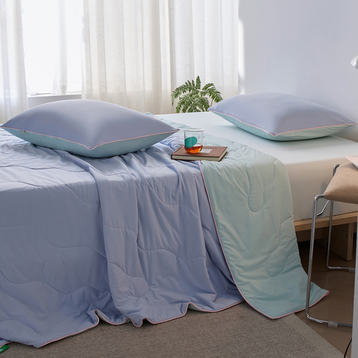 91家纺网 家纺一手货源 找家纺 丽笙被芯 2026新款奶皮冷感夏被夏凉被空调被 天空蓝