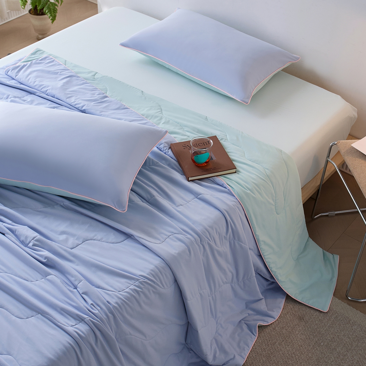 91家纺网 家纺一手货源 找家纺 丽笙被芯 2026新款奶皮冷感夏被夏凉被空调被 天空蓝