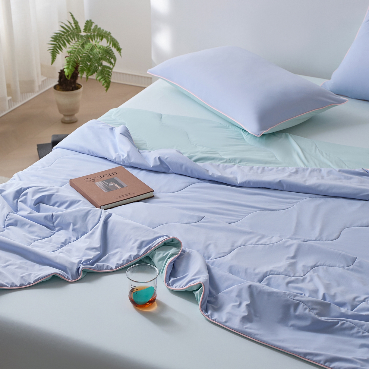 91家纺网 家纺一手货源 找家纺 丽笙被芯 2026新款奶皮冷感夏被夏凉被空调被 天空蓝