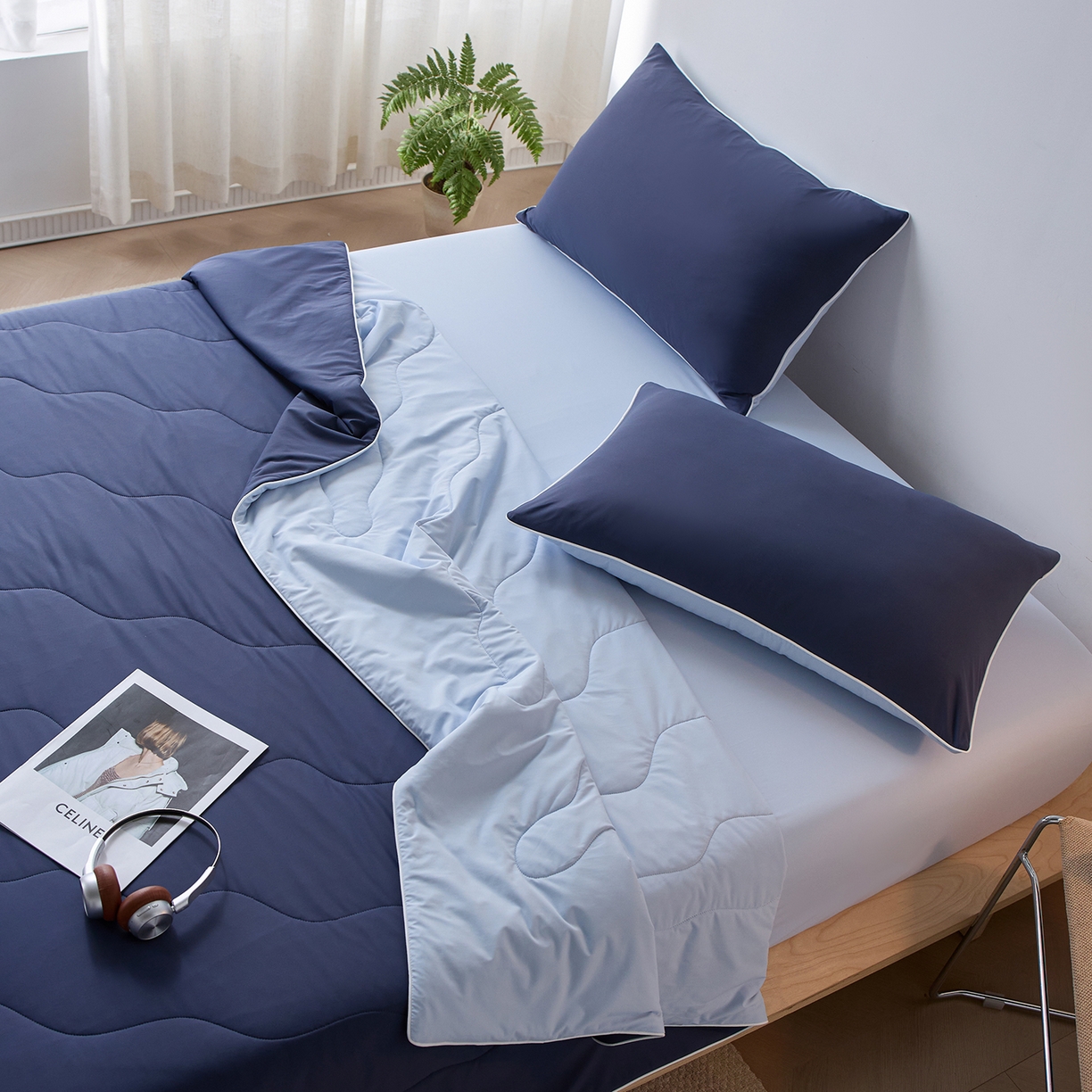 91家纺网 家纺一手货源 找家纺 丽笙被芯 2026新款奶皮冷感夏被夏凉被空调被 星夜蓝