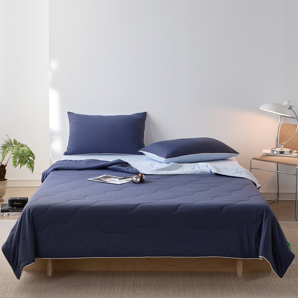 91家纺网 家纺一手货源 找家纺 丽笙被芯 2026新款奶皮冷感夏被夏凉被空调被 星夜蓝