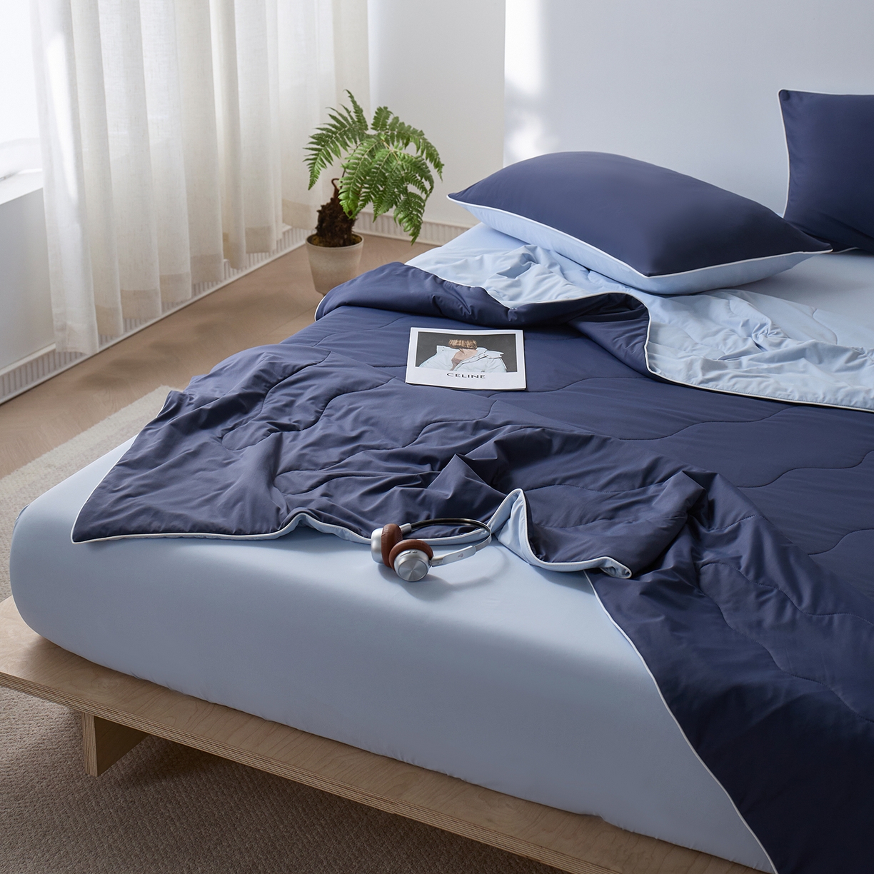 91家纺网 家纺一手货源 找家纺 丽笙被芯 2026新款奶皮冷感夏被夏凉被空调被 星夜蓝