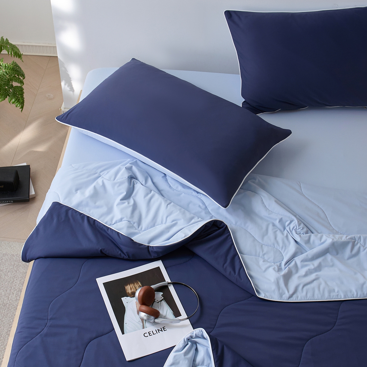 91家纺网 家纺一手货源 找家纺 丽笙被芯 2026新款奶皮冷感夏被夏凉被空调被 星夜蓝