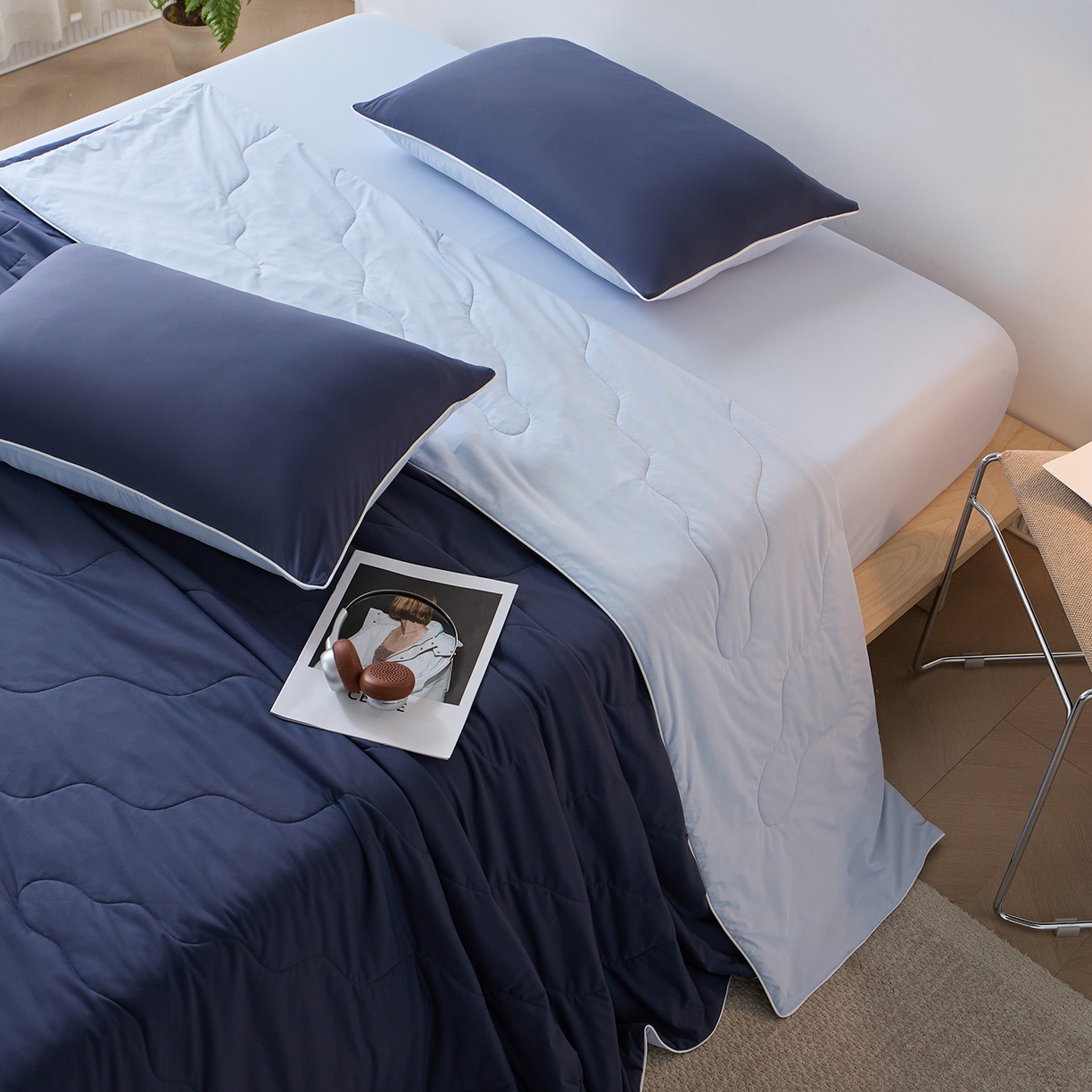 91家纺网 家纺一手货源 找家纺 丽笙被芯 2026新款奶皮冷感夏被夏凉被空调被 星夜蓝