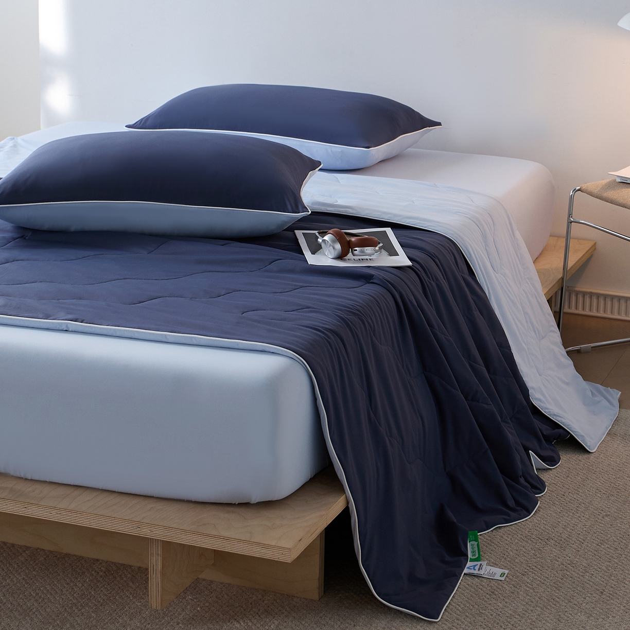 91家纺网 家纺一手货源 找家纺 丽笙被芯 2026新款奶皮冷感夏被夏凉被空调被 星夜蓝